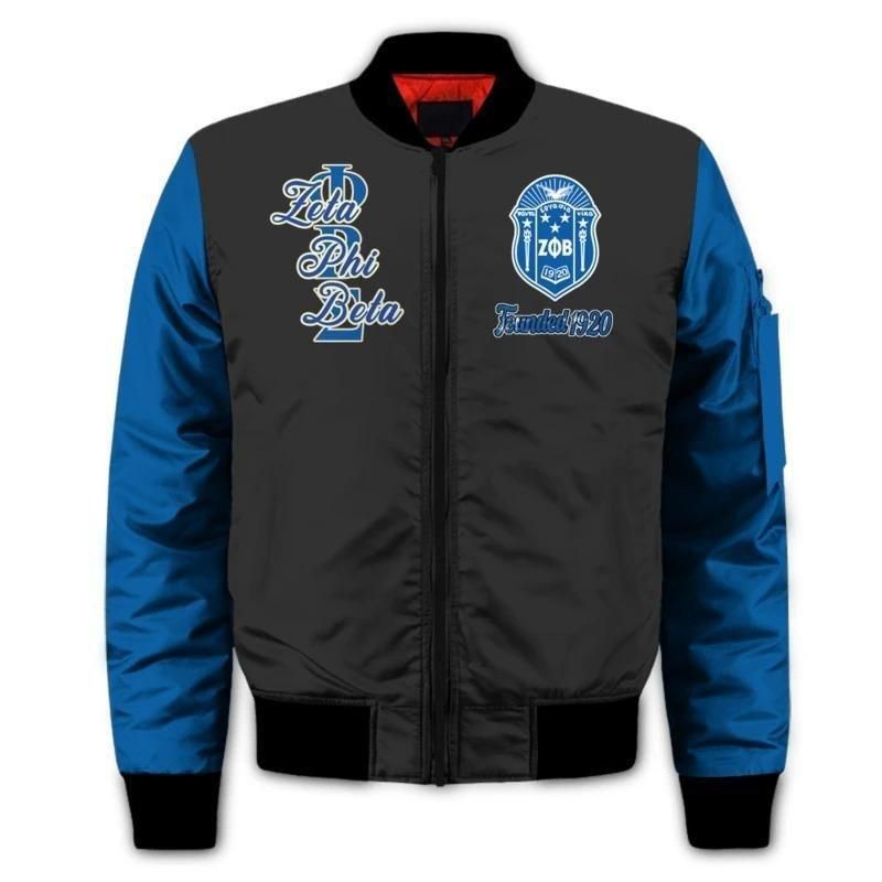 Zeta Phi Beta Beautiful Black Girl Sleeve Zip Bomber Jacket