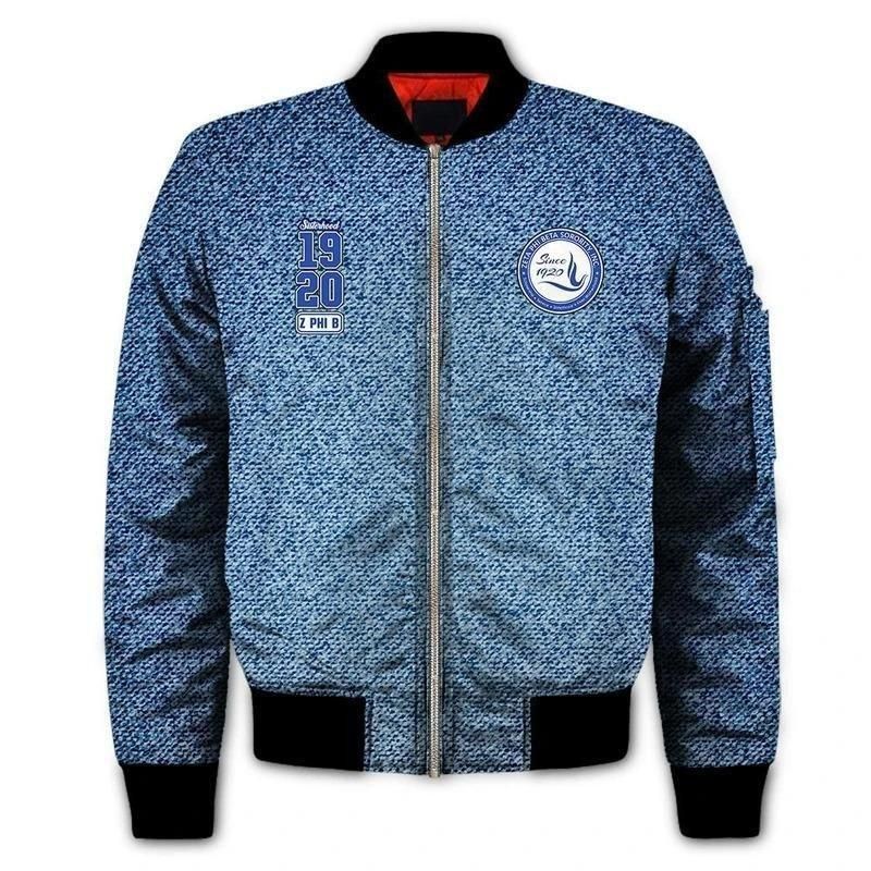 Zeta Phi Beta Jeans Style Sleeve Zip Bomber Jacket