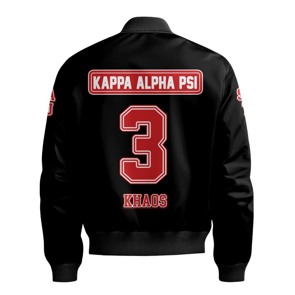 Ireishprint ΚΑΨ Custom Chapter Shirt, Personalized Simple Krimson Letter Black Shirt 1911 Fraternity Bomber Jacket
