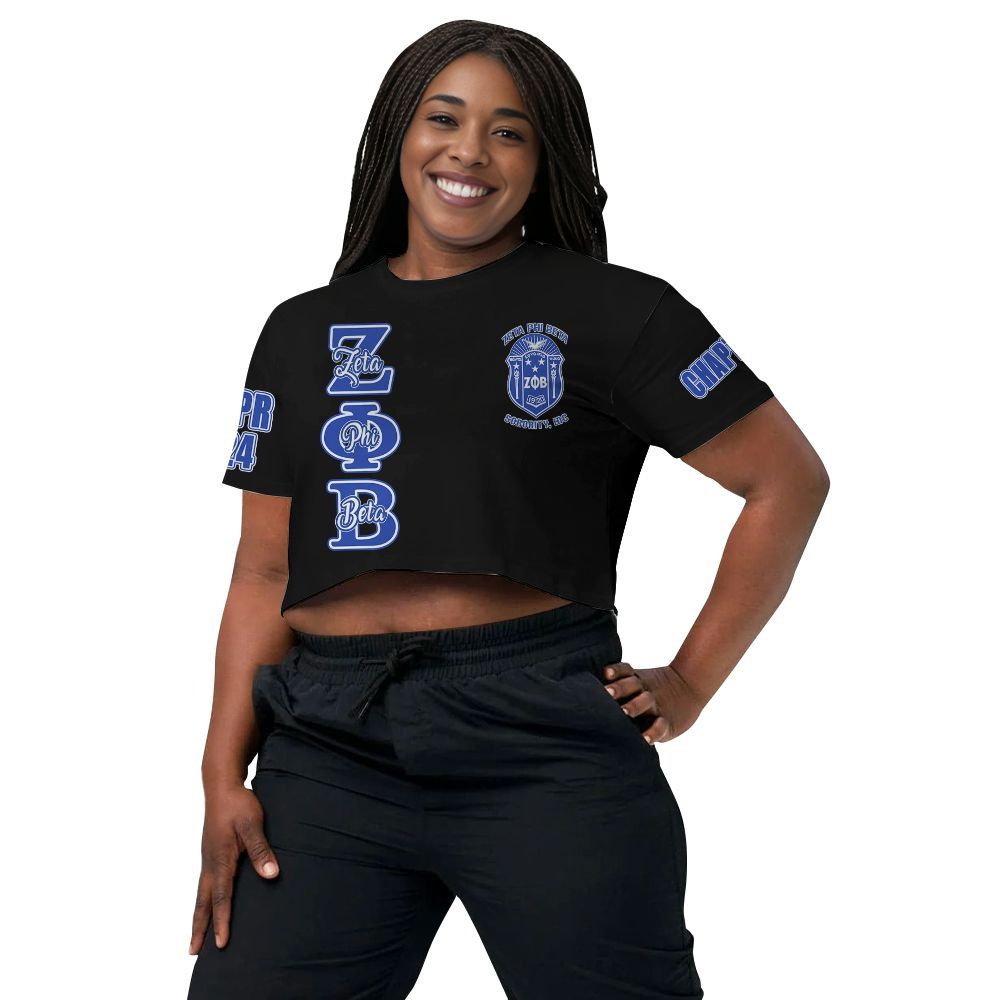 Ireishprint Zeta Phi Beta Custom Chapter Crop Shirt, Personalized Love Zeta Dove Z Phi B Black 1920 Sorority Crop Top