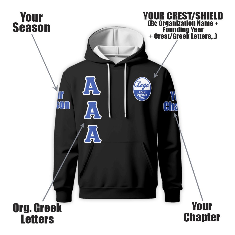 Custom Chapter Hoodie, Zeta Phi Beta Z-Blue Duo Black 1920 Sisterhood 1920 Sorority Hoodie