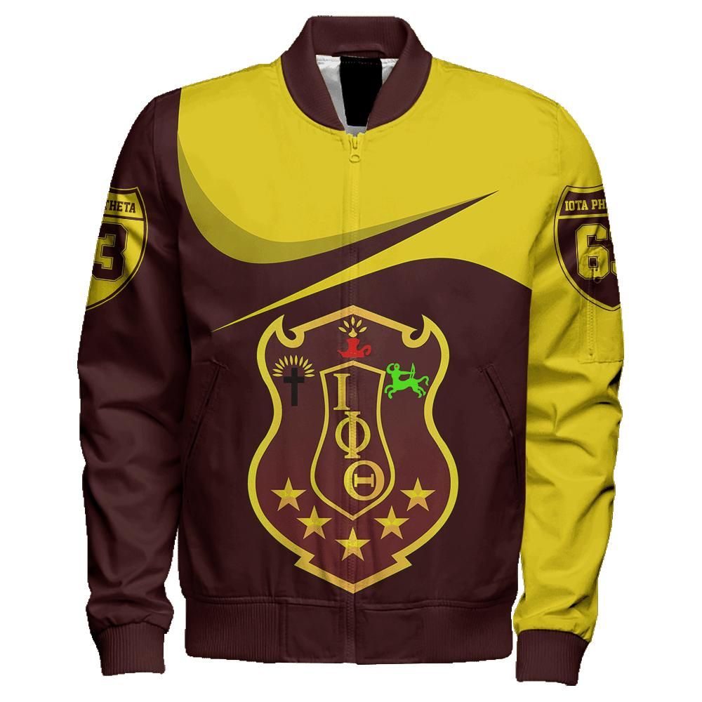 Iota Phi Theta Curve Style Sleeve Zip Bomber Jacket J09