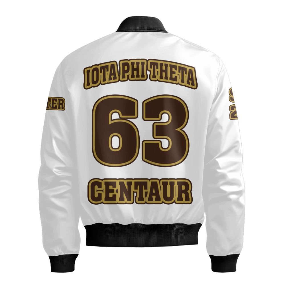 Ireishprint Iota Phi Theta Custom Line Crossing Jacket, Personalized White Jacket Iota Phi Theta Fraternity Bomber Jacket