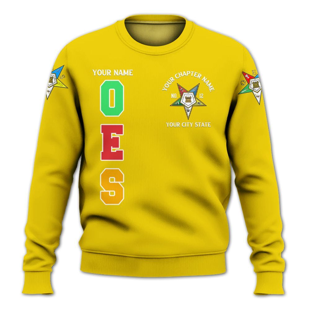 Ireishprint OES Custom Custom Legacy Shirt, Customize Color Block Yellow Order Of The Eastern Star OES Sweatshirt