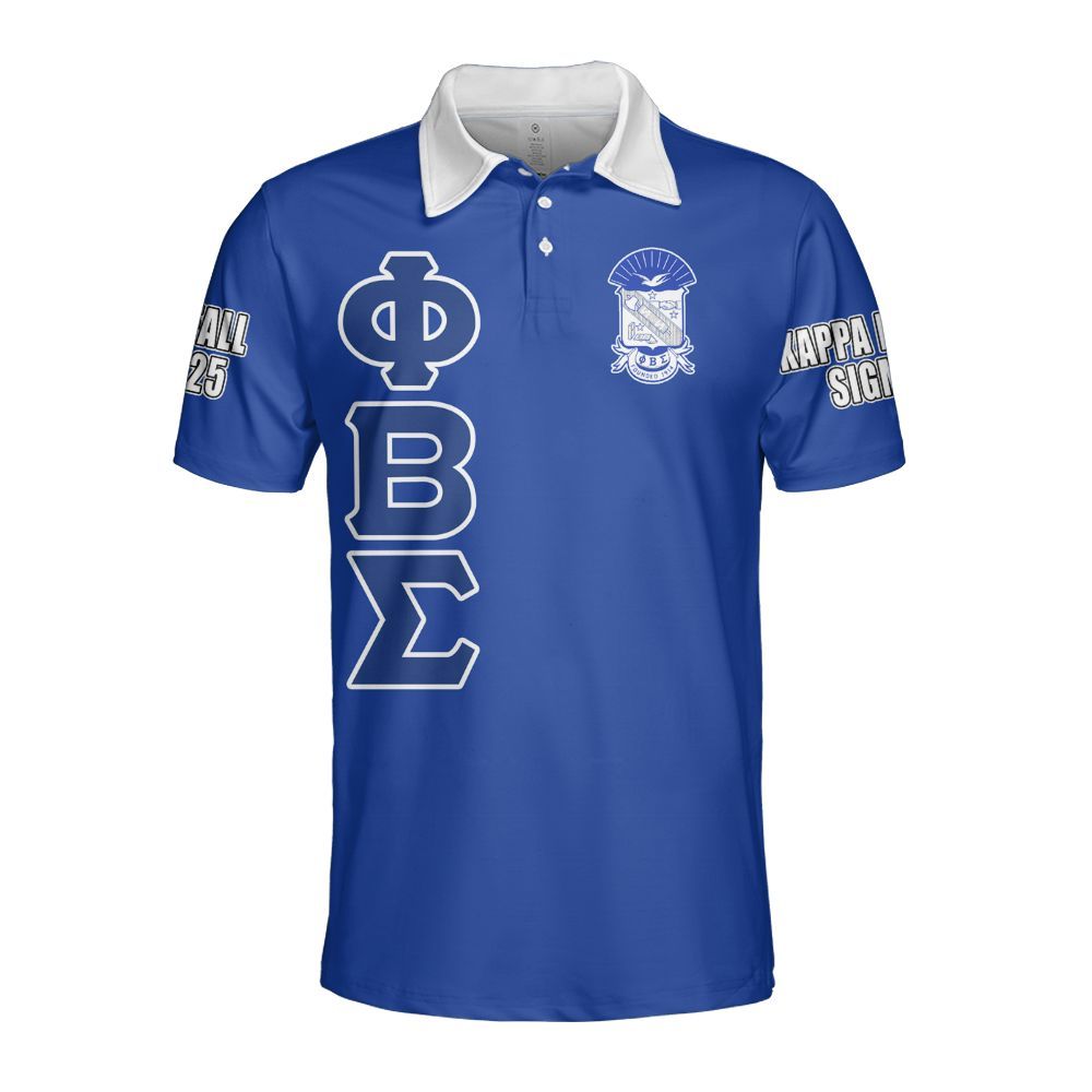 Ireishprint ΦΒΣ Custom Chapter Polo Shirt, Personalized Royal Blue Sigma 1914 Fraternity Polo Shirt