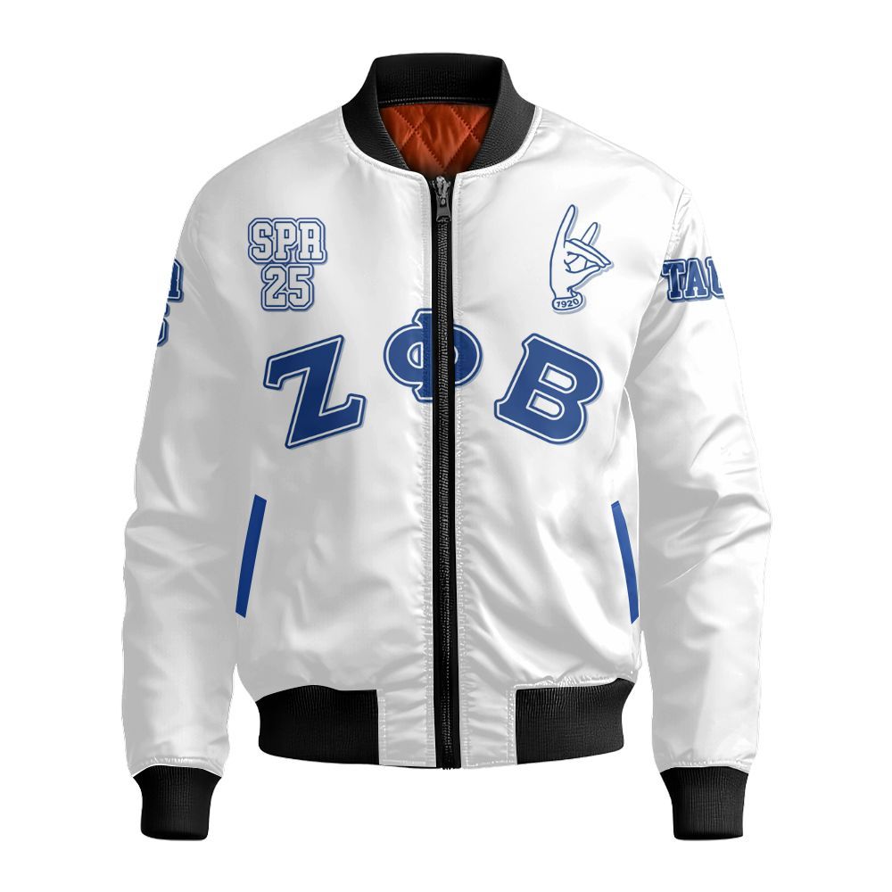Ireishprint Zeta Phi Beta Custom Chapter Varsity Jacket, Personalized Your Z Phi B HandSign White Varsity Jacket 1920 Zeta Phi Beta Sorority Bomber Jacket