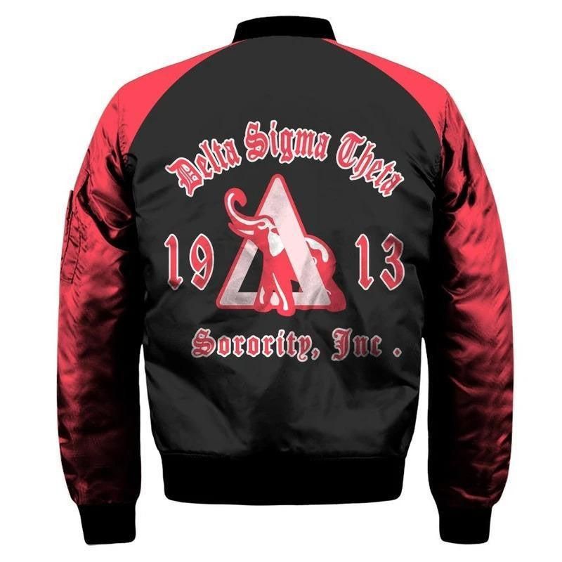 Elephant Delta Sigma Theta 1913 Sleeve Zip Bomber Jacket