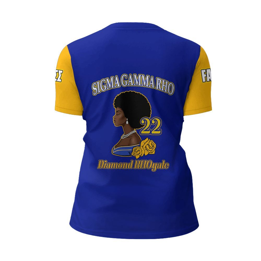 Ireishprint Sigma Gamma Rho Custom Chapter Shirt, RHoyal Pretty Blue Mix Gold Style 1922 Sorority Shirt
