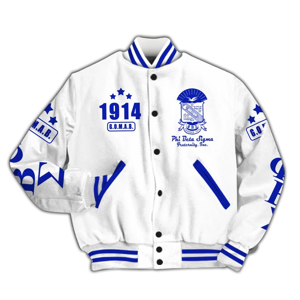 Ireishprint Phi Beta Sigma Varsity Jacket, GOMAB Three Stars Varsity Jacket Phi Beta Sigma Fraternity Jacket