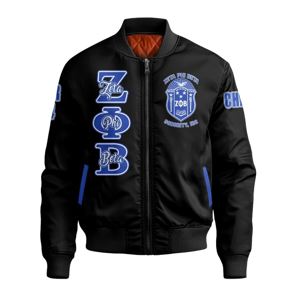 Ireishprint Zeta Phi Beta Custom Line Crossing Jacket, Personalized Black Love Zeta Dove Z Phi B Black Jacket 1920 Zeta Phi Beta Sorority Bomber Jacket