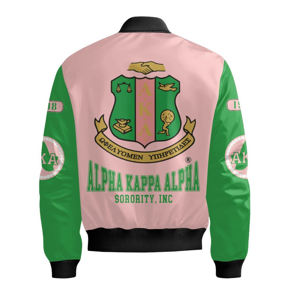 Ireishprint A.K.A Shirt, Salmon Pink And Apple Green Mix 1908 Sorority Bomber Jacket