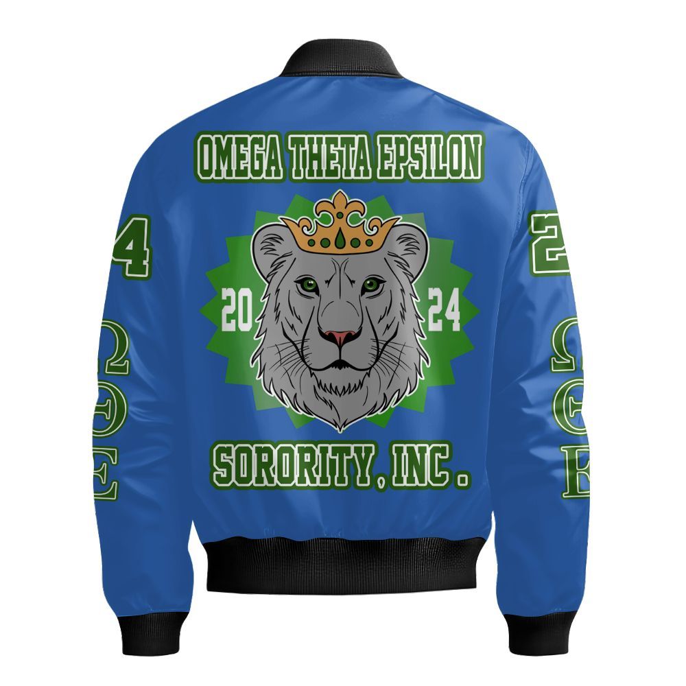 Ireishprint Omega Theta Epsilon Cardigan, Lion Queen Blue Cardigan Omega Theta Epsilon Sorority Bomber Jacket