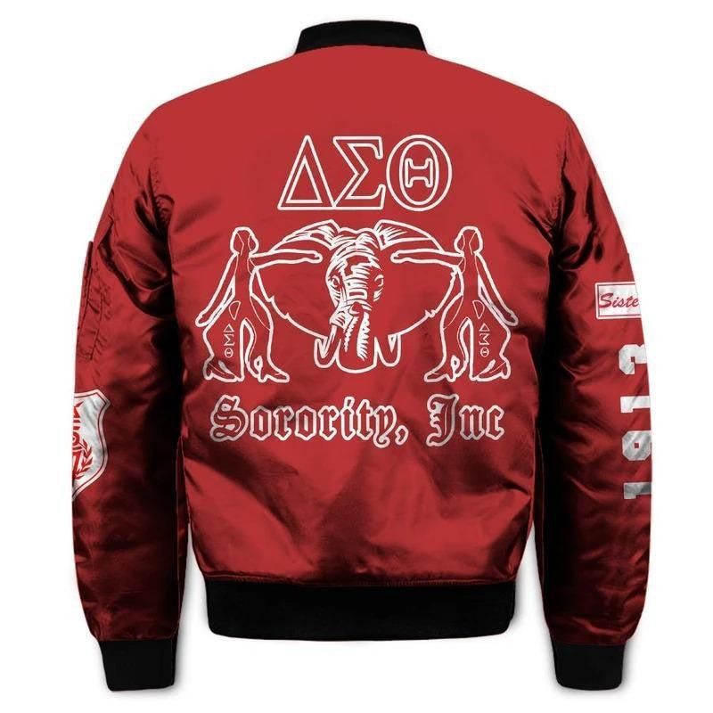 Elephant Delta Sigma Theta Sorority Sleeve Zip Bomber Jacket