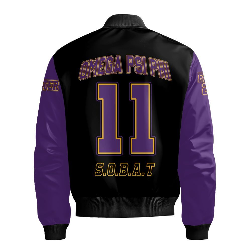 Ireishprint ΩΨΦ Custom Chapter Bomber Jacket, Personalized Black Shirt ΩΨΦ Fraternity Bomber Jacket