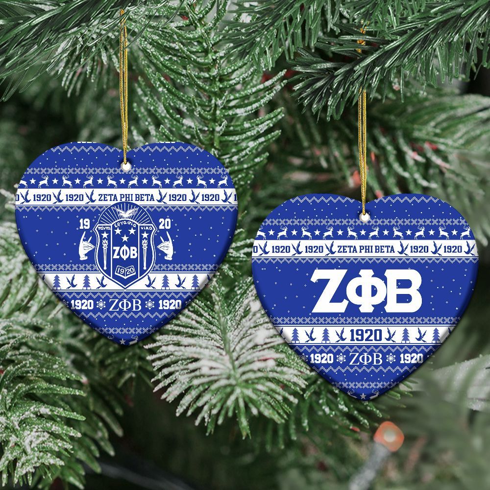 Ireishprint Zeta Phi Beta Ceramic Ornament, Blue 1920 Sorority Ceramic Xmas Inspired Pattern Ornament