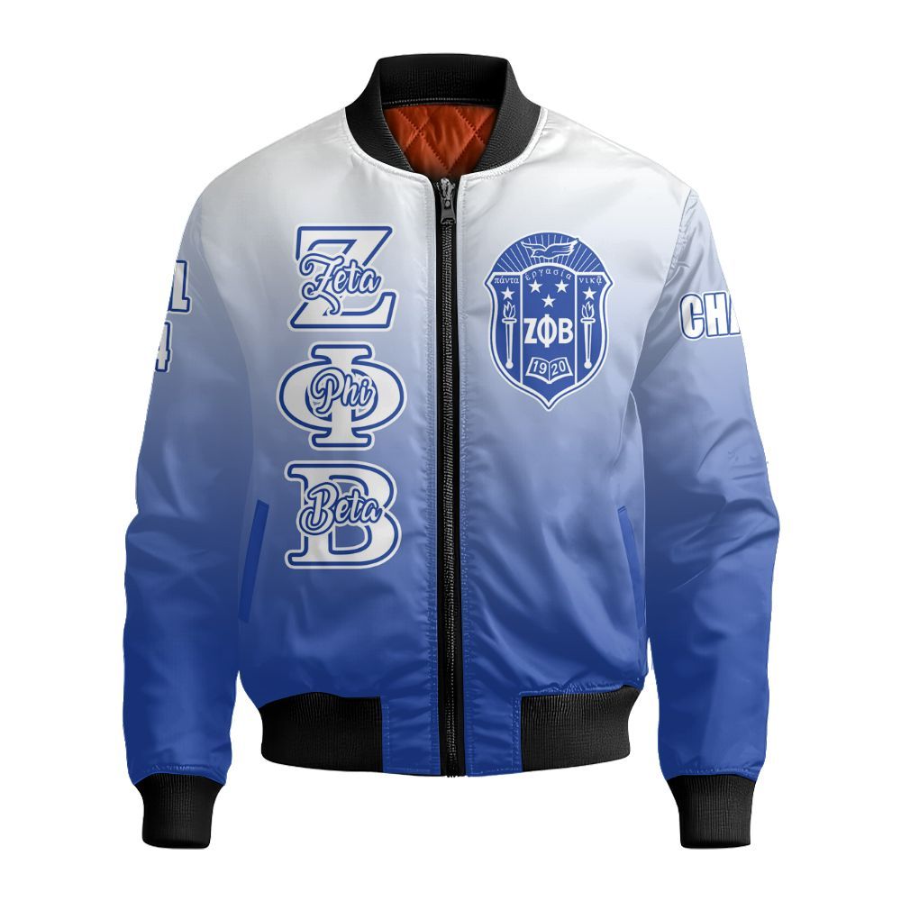 Ireishprint Zeta Phi Beta Custom Chapter Shirt, Personalized Faded Color Shirt Zeta Phi Beta Sorority Bomber Jacket
