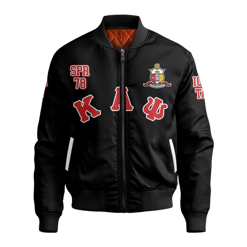 Ireishprint ΚΑΨ Custom Chapter Shirt, Personalized Simple Krimson Letter Black Shirt 1911 Fraternity Bomber Jacket