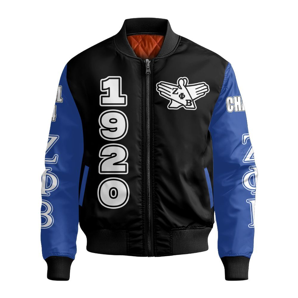 Ireishprint Zeta Phi Beta Custom Chapter Shirt, Personalized Your Z Phi B Dove Black Shirt Simple Blue 1920 Zeta Phi Beta Sorority Bomber Jacket