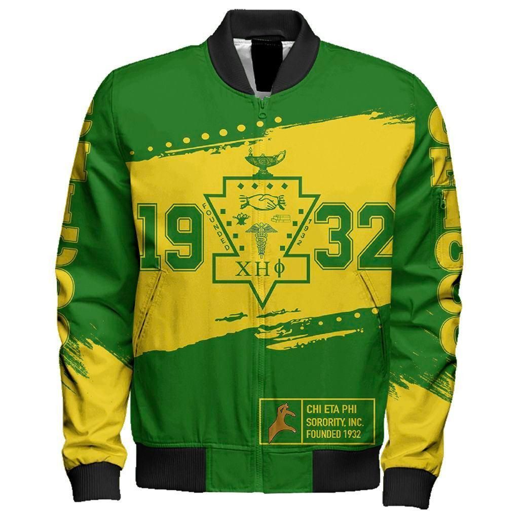 Wonder Print Shop Jacket - Chi Eta Phi University Sleeve Zip Bomber Jacket
