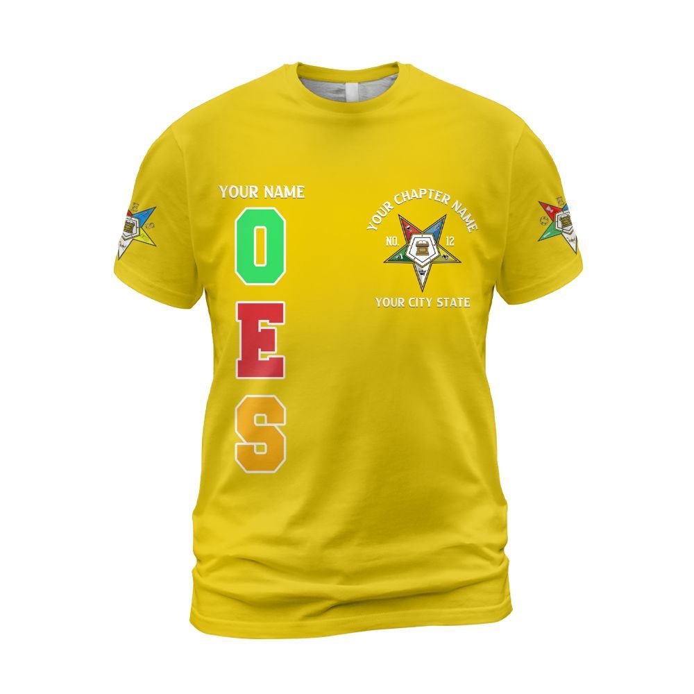 Ireishprint OES Custom Custom Legacy Shirt, Customize Color Block Yellow Order Of The Eastern Star OES Shirt