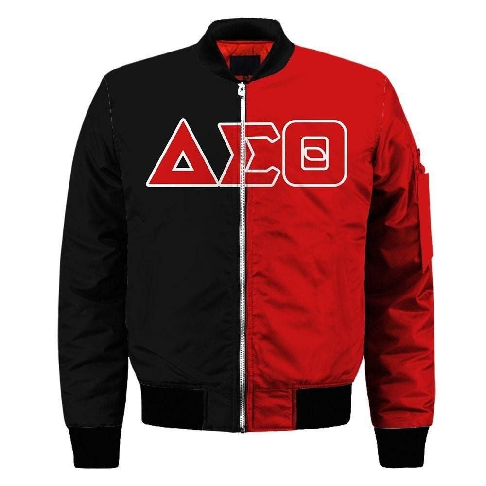 Delta Sigma Theta Black Red Sleeve Zip Bomber Jacket