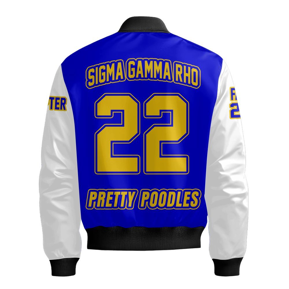 Ireishprint Sigma Gamma Rho Custom Chapter Polo Shirt, Personalized Royal Blue Mix White Polo Shirt Sigma Gamma Rho Sorority Bomber Jacket