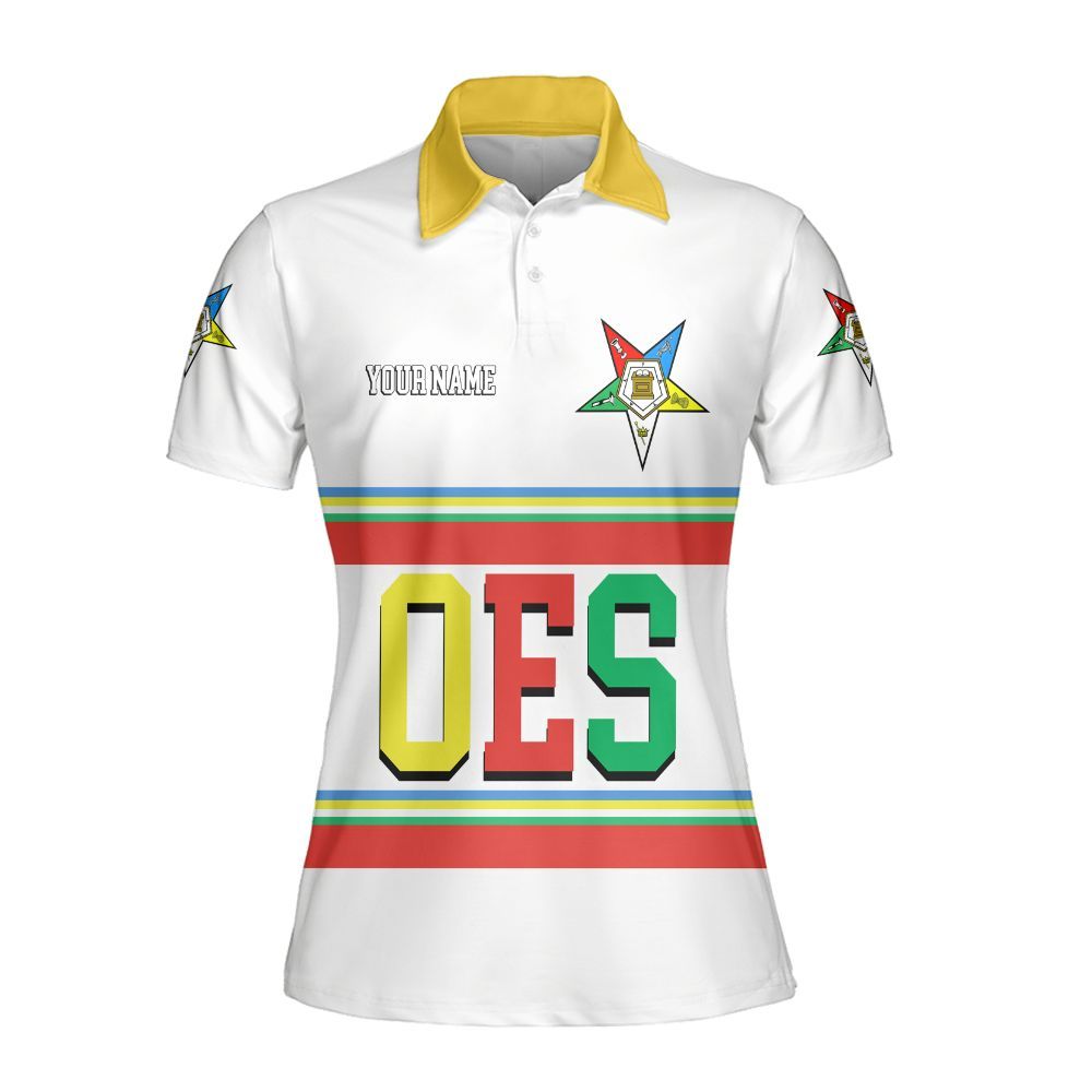 Ireishprint OES Custom Legacy Polo Shirt, White Line Emblem Order Of The Eastern Star OES Polo Shirt Sorority Polo Shirt