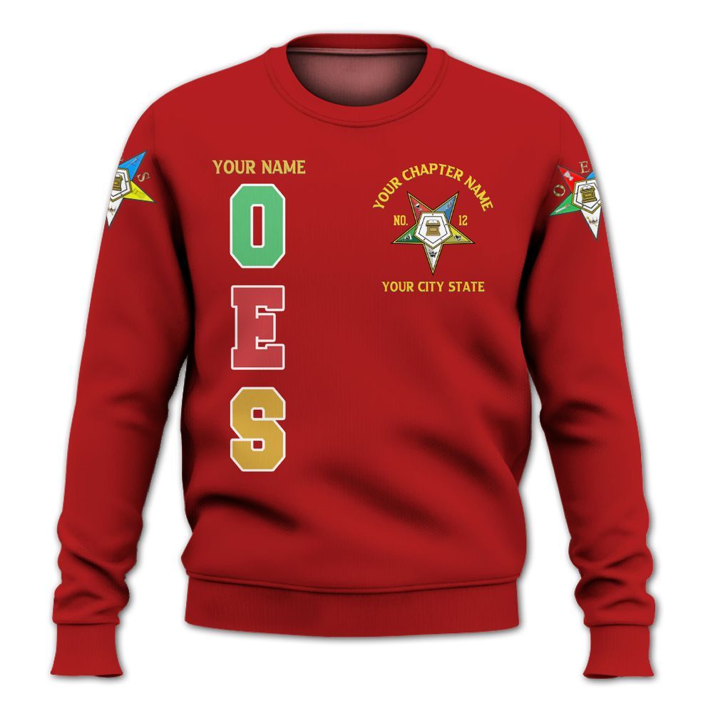 Ireishprint OES Custom Custom Legacy Shirt, Customize Color Block Red Order Of The Eastern Star OES Sweatshirt