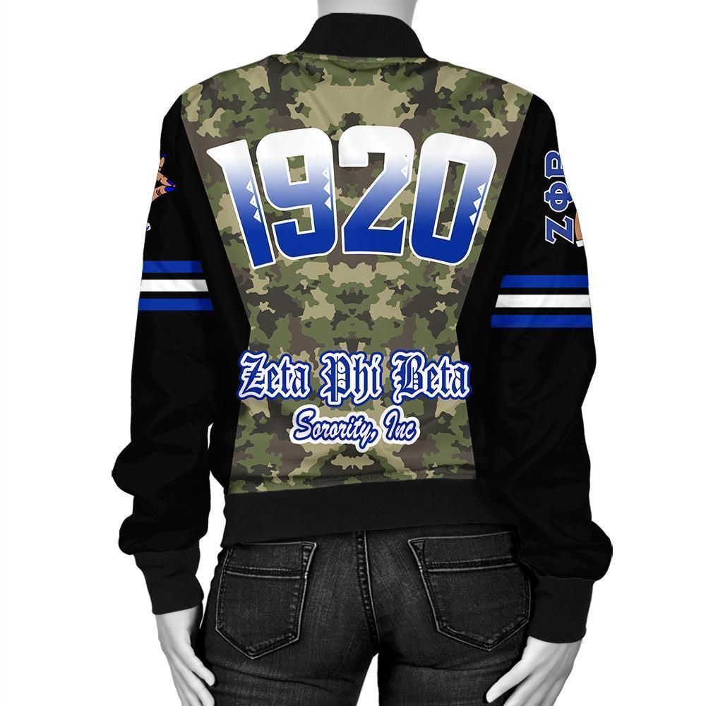 Zeta Phi Beta Sorority Camouflage Bomber Jacket