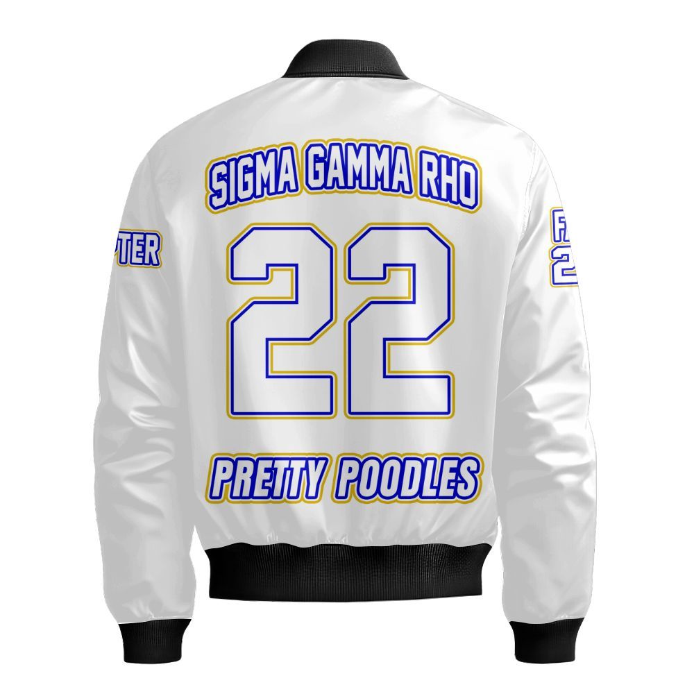 Ireishprint Sigma Gamma Rho Custom Chapter Shirt, Personalized White Sigma Gamma Rho Shirt Sorority Bomber Jacket