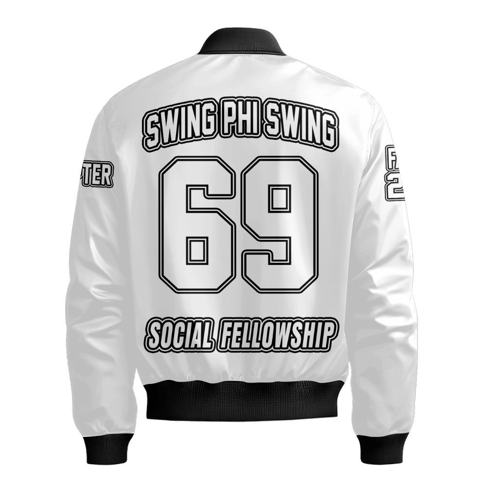 Ireishprint Swing Phi Swing Custom Chapter Cardigan, Custom Cardigan White Cardigan Swing Phi Swing Sorority Bomber Jacket