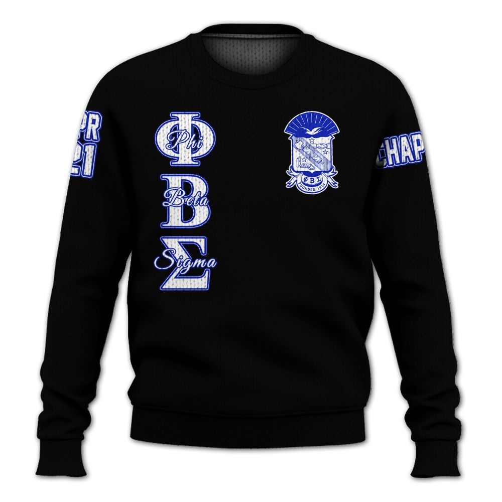 Ireishprint ΦΒΣ Custom Chapter Shirt, Personalized Black Shirt ΦΒΣ Fraternity Knitted Sweater