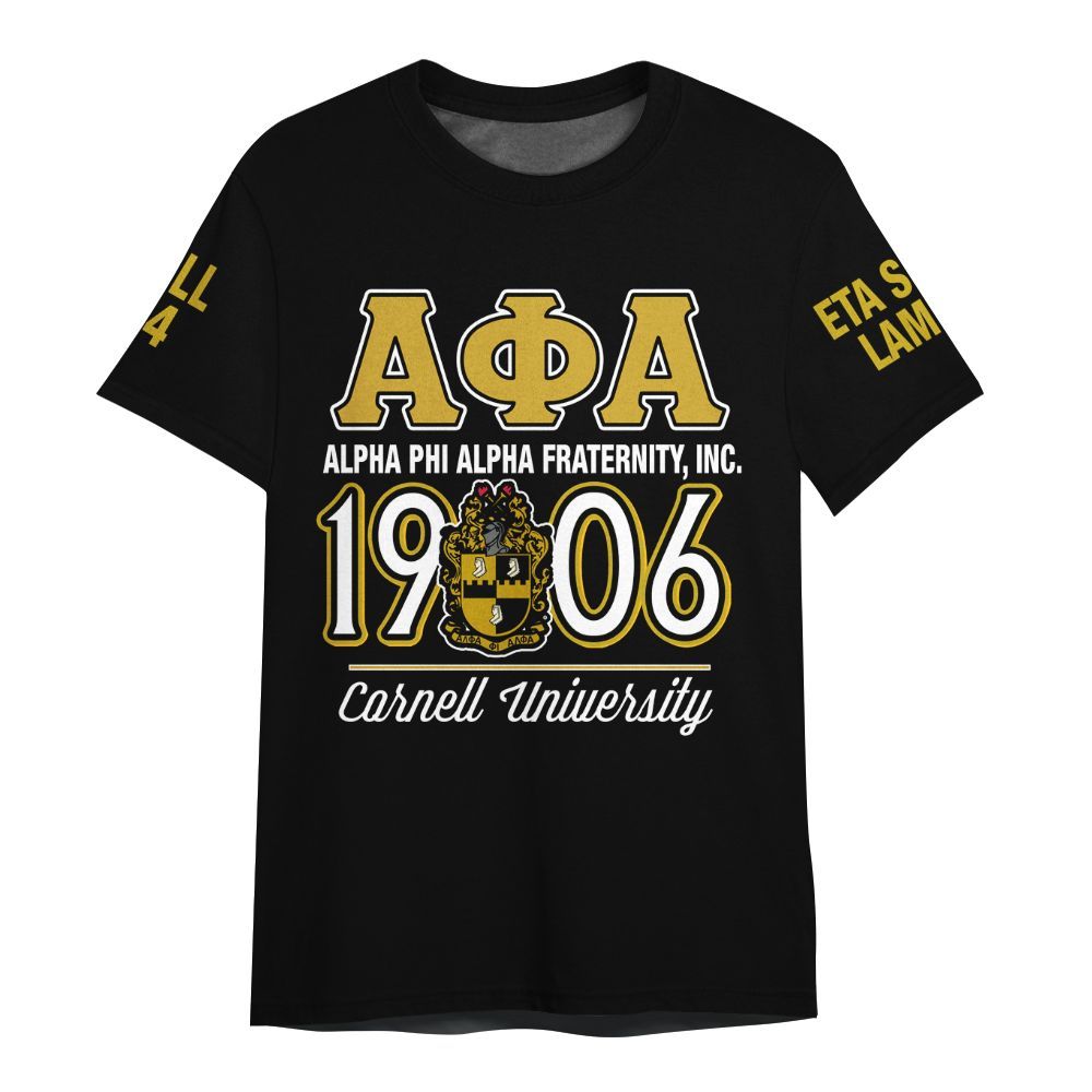 Ireishprint ΑΦΑ Custom Probate Line Shirt, Black ΑΦΑ Lettered 1906 Fraternity Shirt