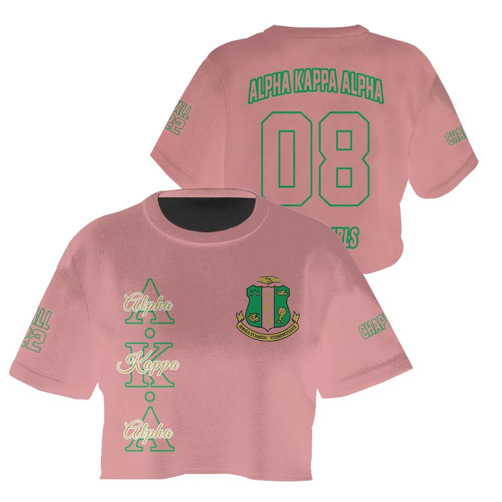 Ireishprint A.K.A Custom Chapter Crop Shirt, Personalized Salmon Pink Sorority Crop Top