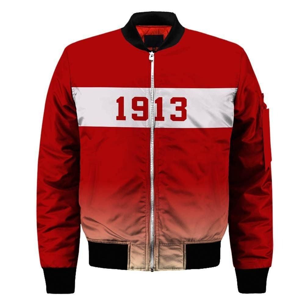 Delta Sigma Theta Beige Gradient Sleeve Zip Bomber Jacket