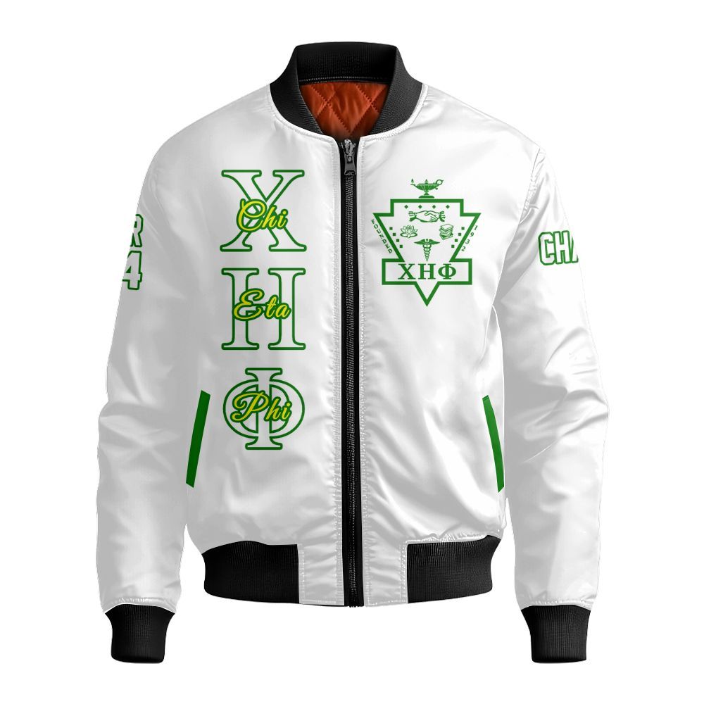 Ireishprint Chi Eta Phi Custom Chapter Shirt, Personalized White Shirt Chi Eta Phi Sorority Bomber Jacket