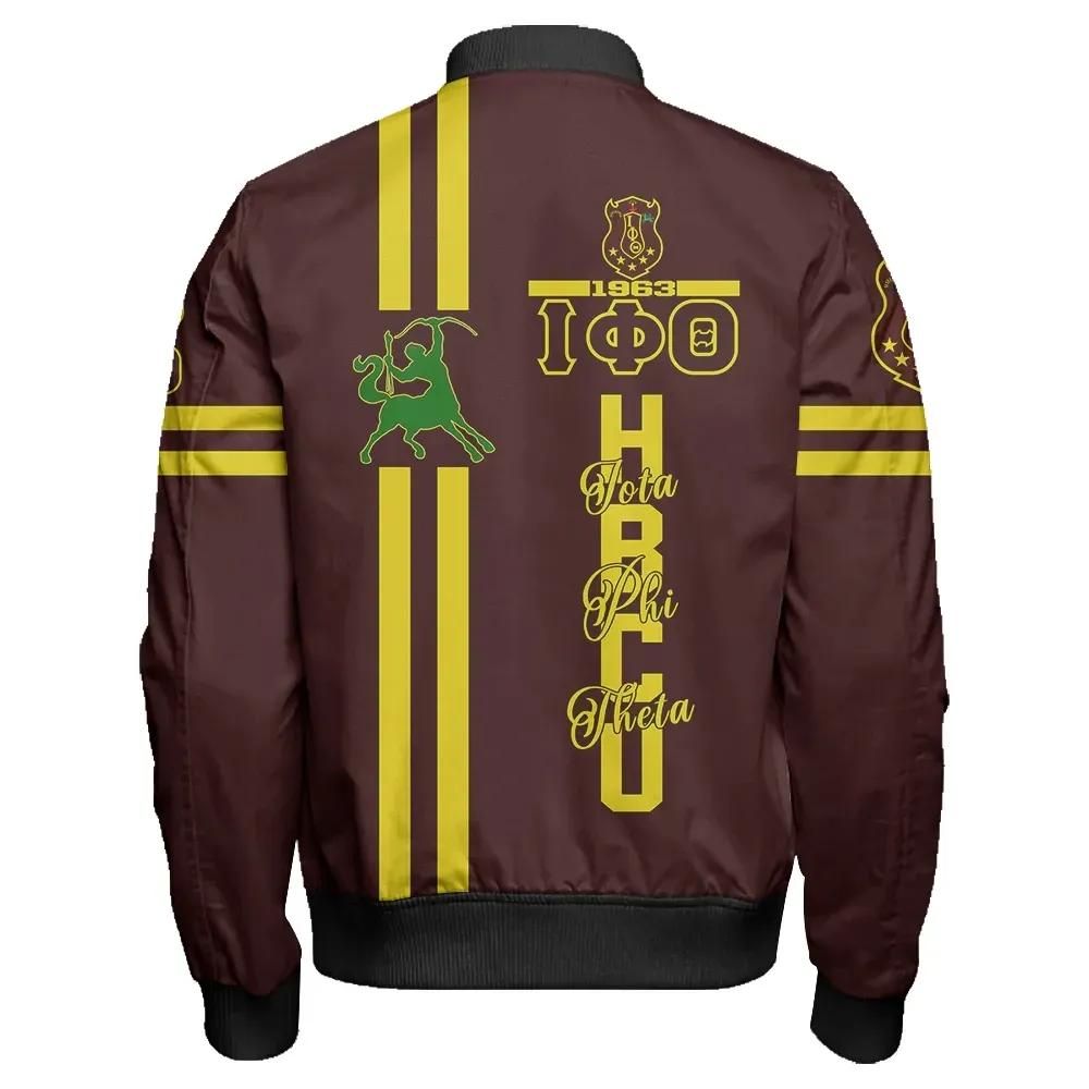 Africa Zone Jacket - Hbcu Iota Phi Theta Centaur Sleeve Zip Bomber Jacket J5