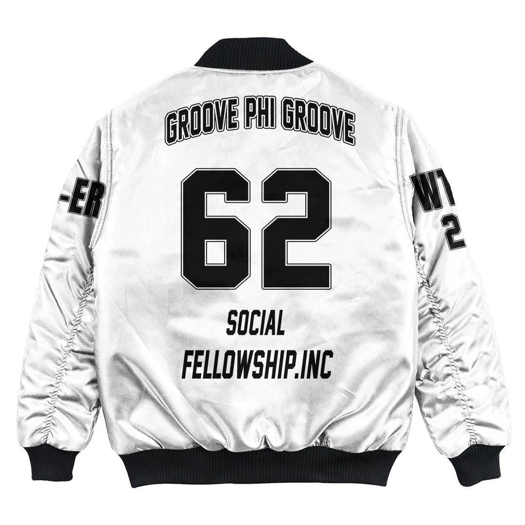 Custom Chapter Groove Phi Groove White Bomber Jacket