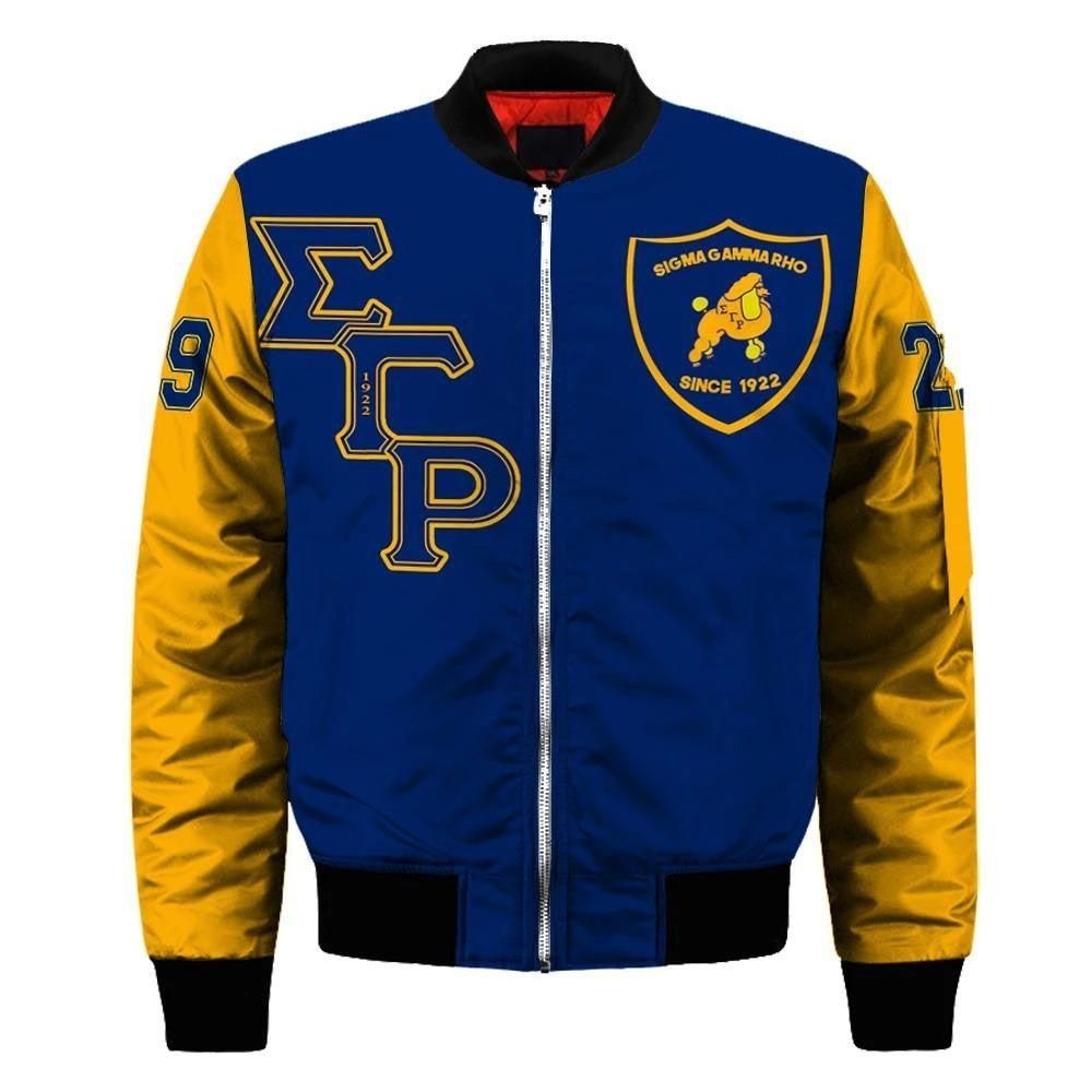 Sigma Gamma Rho Simple Poodle Sleeve Zip Bomber Jacket