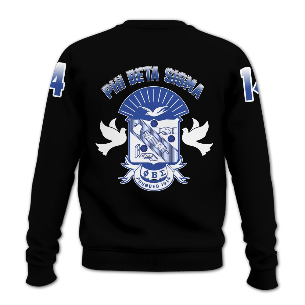 Ireishprint Phi Beta Sigma Shirt, Dove ΦΒΣ Black Duo Royal Blue Style 1914 Fraternity Sweatshirt