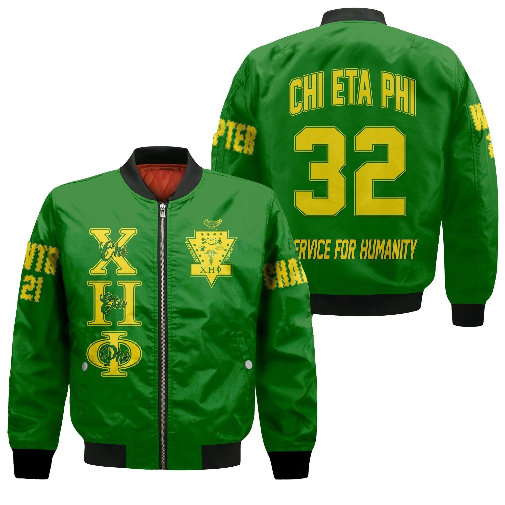 (Custom) Wonder Print Shop Jacket - Chi Eta Phi Sleeve Zip Bomber Jacket RLT8