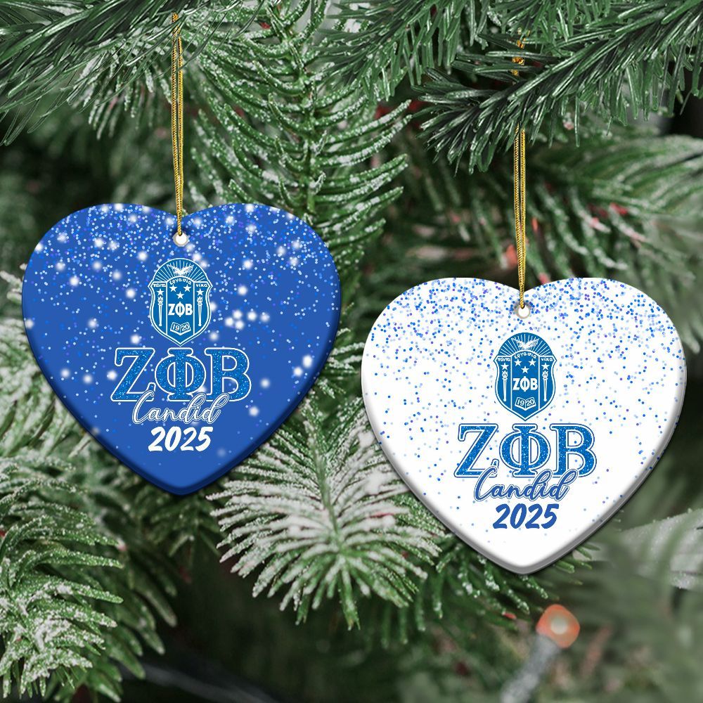 Ireishprint Custom Name Zeta Phi Beta Ceramic Ornament, Blue Duo White Giltter 1920 Sorority Ceramic Xmas Ornament