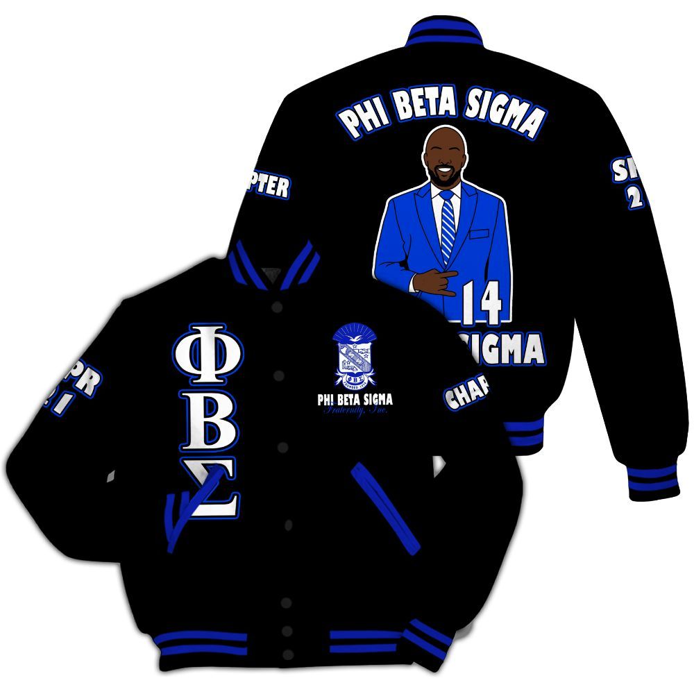 Ireishprint ΦΒΣ Custom Chapter Varsity Jacket, Personalized Black Jacket ΦΒΣ 1914 Fraternity Jacket