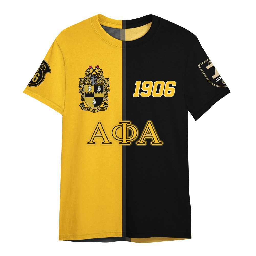 Ireishprint ΑΦΑ Shirt, Alphas Greek Letters 1906 Old Gold Mix Noir Fraternity Shirt