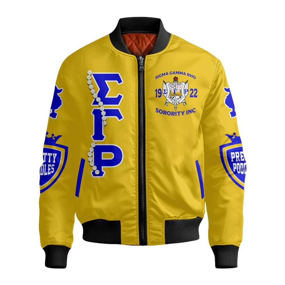 Ireishprint Sigma Gamma Rho Varsity Jacket, Pretty Poodles Varsity Jacket Sigma Gamma Rho Sorority Bomber Jacket