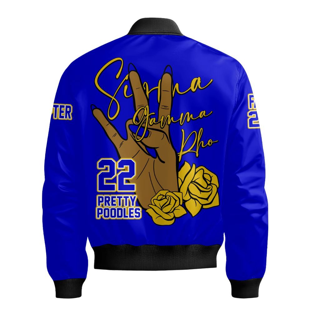 Ireishprint Sigma Gamma Rho Custom Chapter Polo Shirt, Personalized Hand Sign Yellow Tea Rose Polo Shirt Sigma Gamma Rho Sorority Bomber Jacket