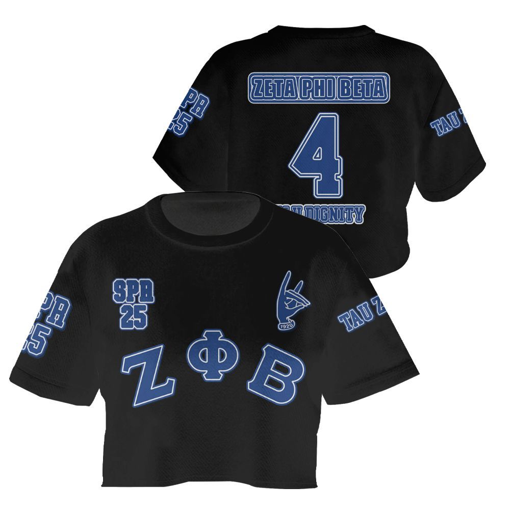 Ireishprint Zeta Phi Beta Custom Chapter Crop Shirt, Personalized Your Z Phi B HandSign Black 1920 Sorority Crop Top
