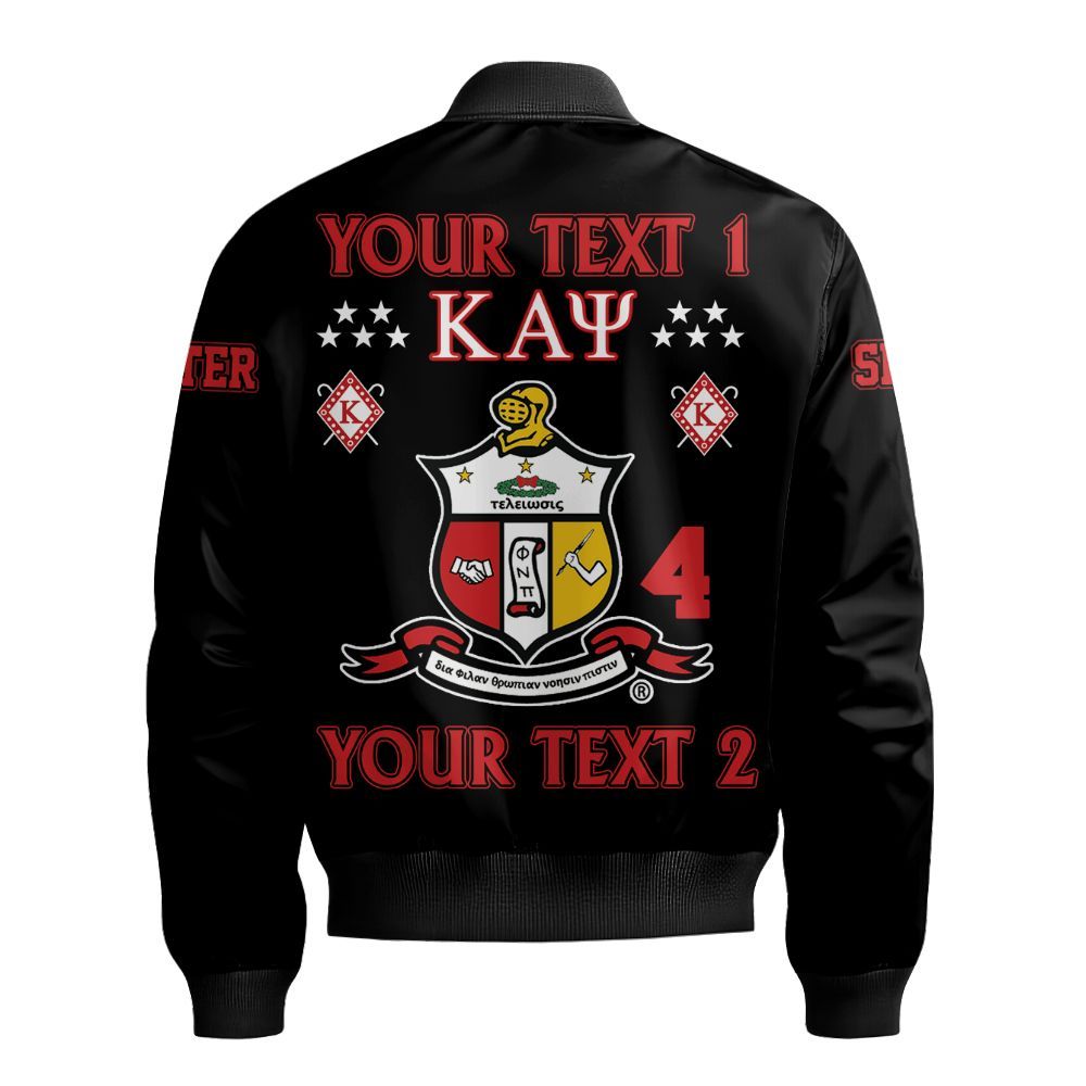 Ireishprint ΚΑΨ Custom Full Line Shirt, Krimson Duo Black Color Crest Highlight Style Fraternity Bomber Jacket