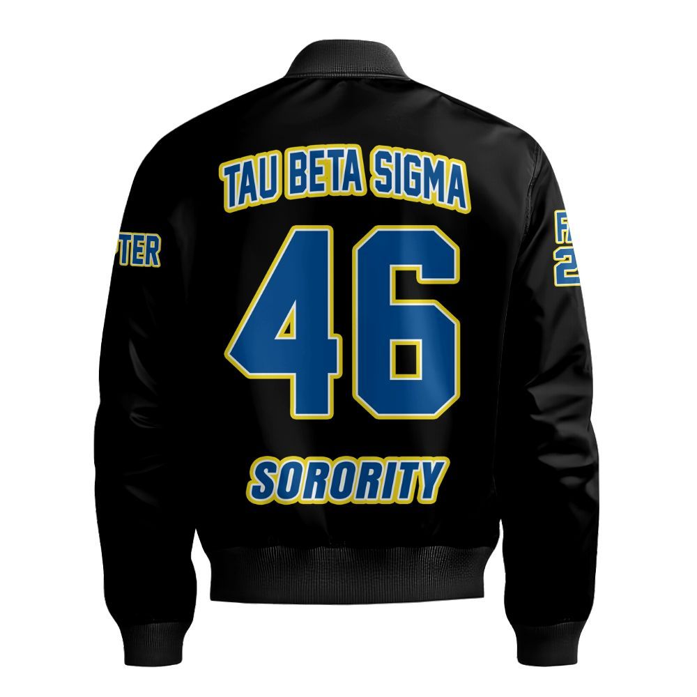 Ireishprint Tau Beta Sigma Custom Line Crossing Jacket, Personalized Tau Beta Sigma Black Line Jacket Sorority Bomber Jacket