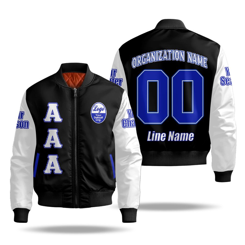 Custom Chapter Bomber Jacket, Phi Beta Sigma White Sleeve 1914 Fraternity Bomber Jacket